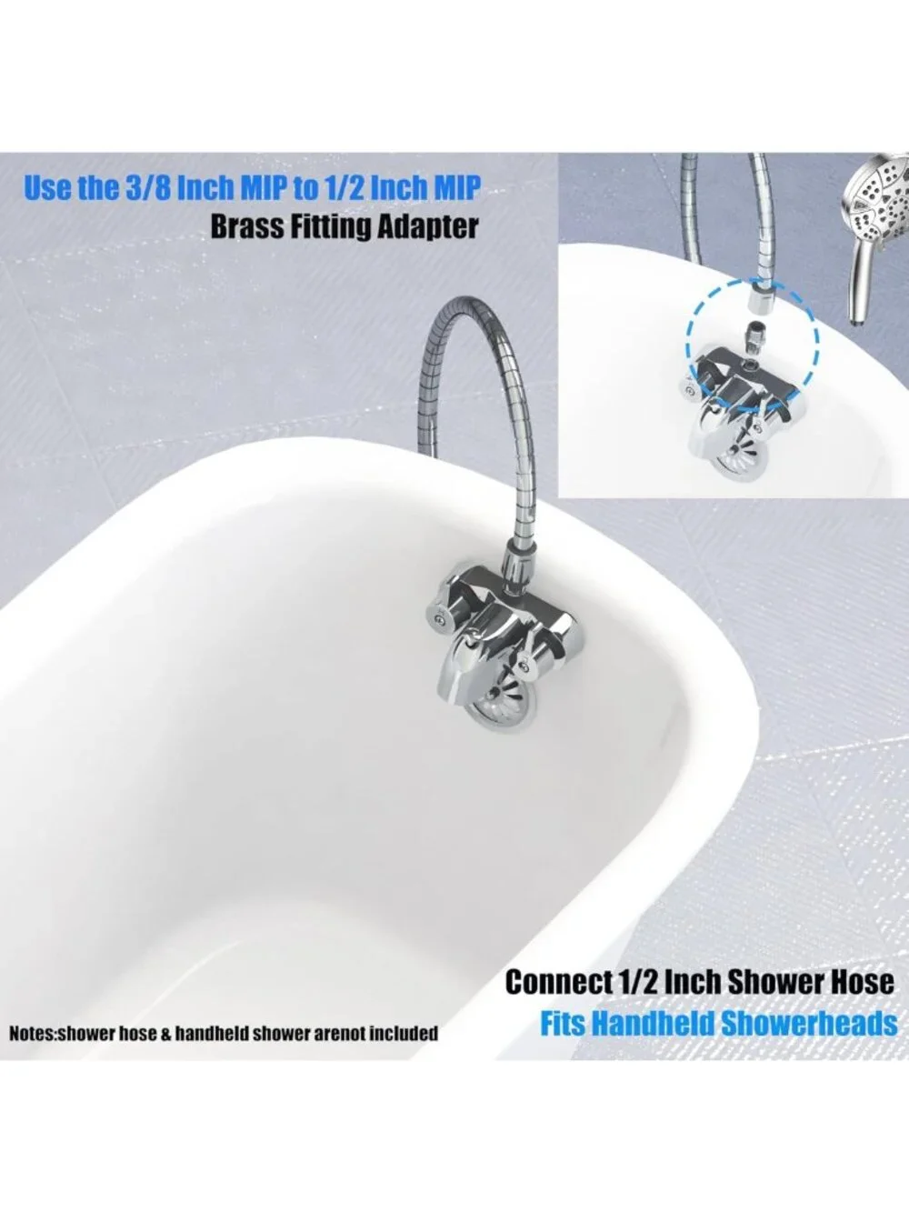 Vintage Clawfoot Tub Shower Diverter Kit - 3 3/8
